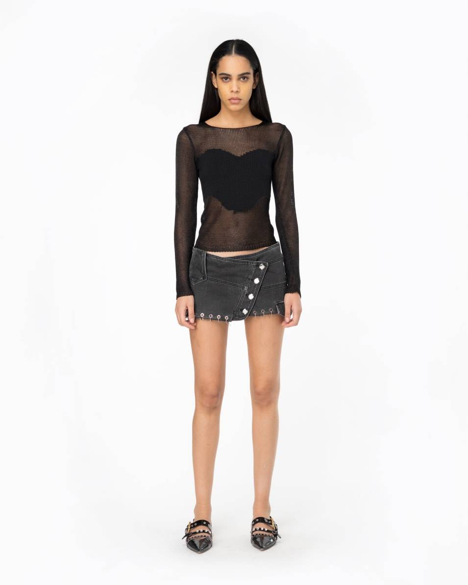 Pinko Minirock Black Denim Piercing