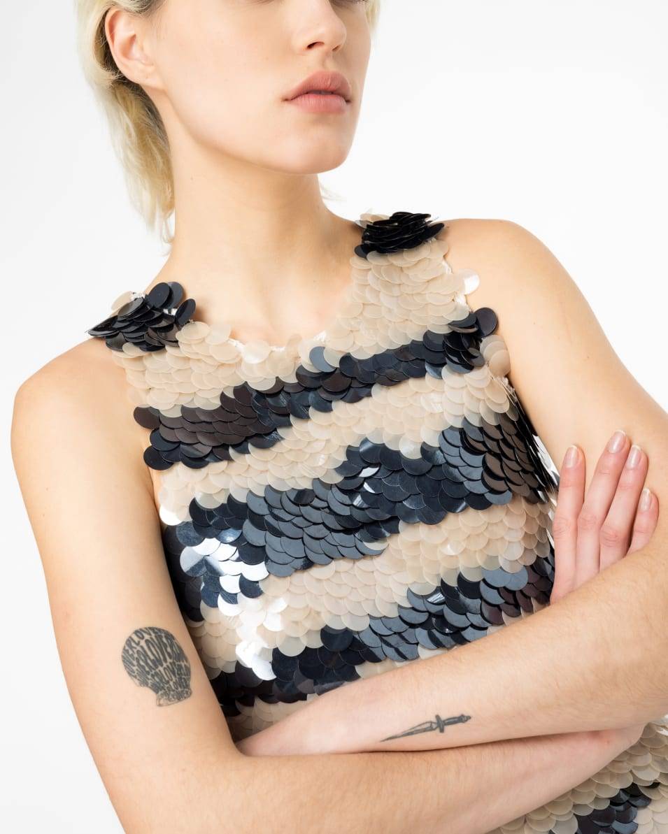 Pinko Netz-Top Mit Paillettenstreifen