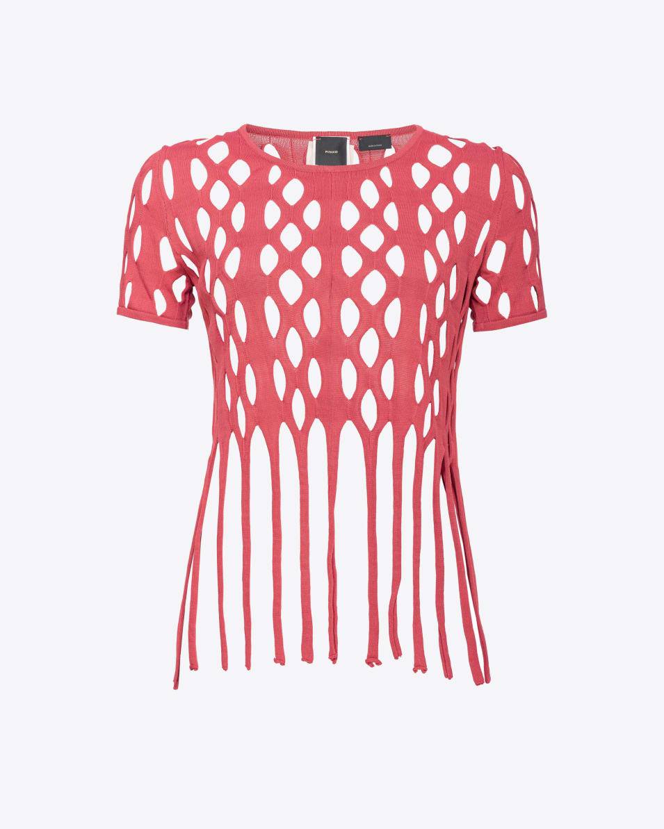 Pinko Oberteil in Netzoptik mit Fransen