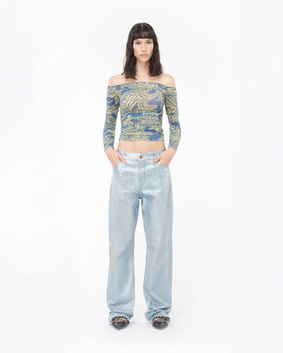 Pinko Off-Shoulder-Oberteil Meerjungfrau-Print