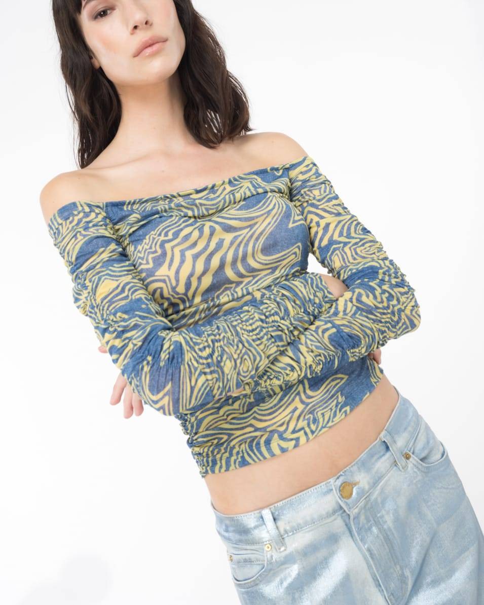 Pinko Off-Shoulder-Oberteil Meerjungfrau-Print