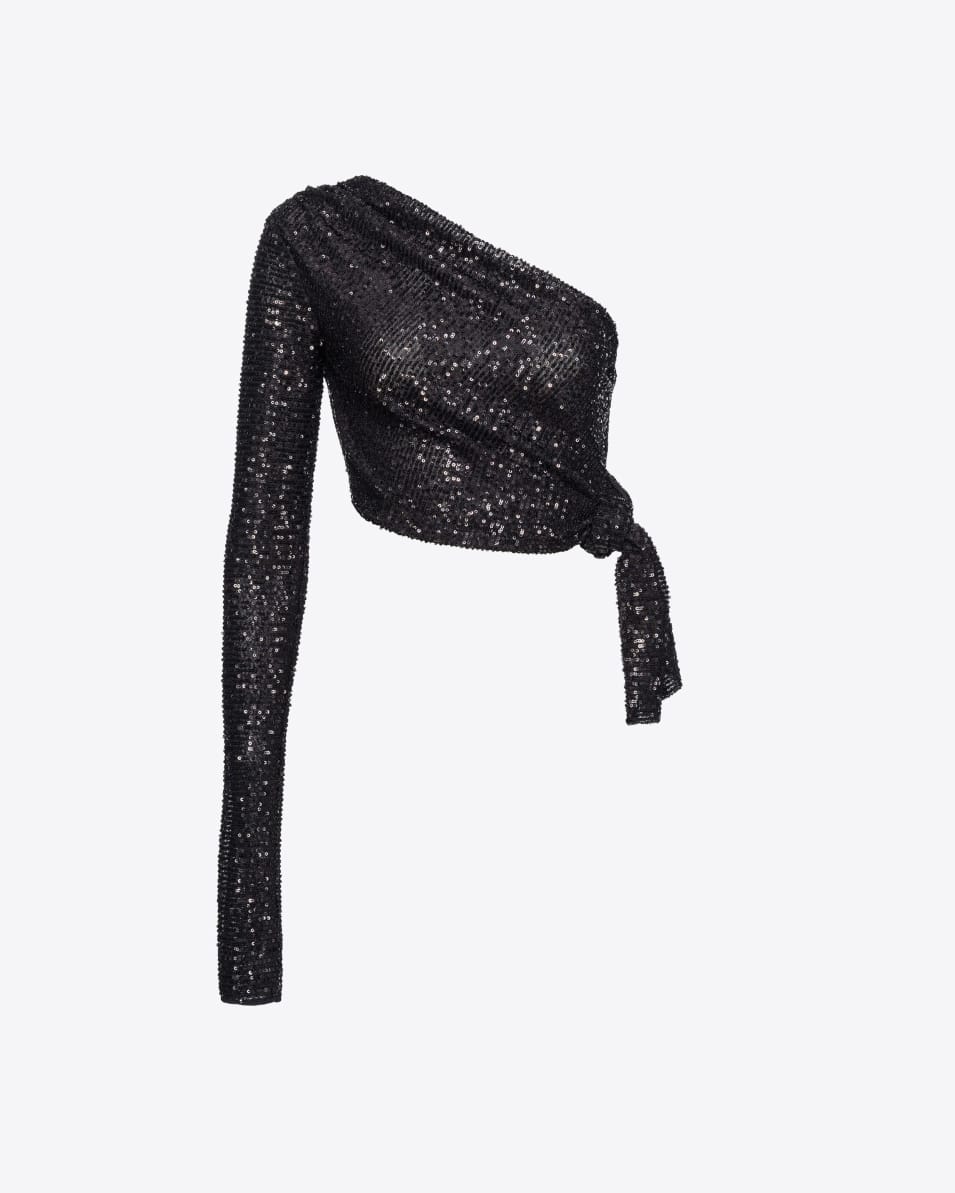 Pinko One-Shoulder-Paillettenbluse