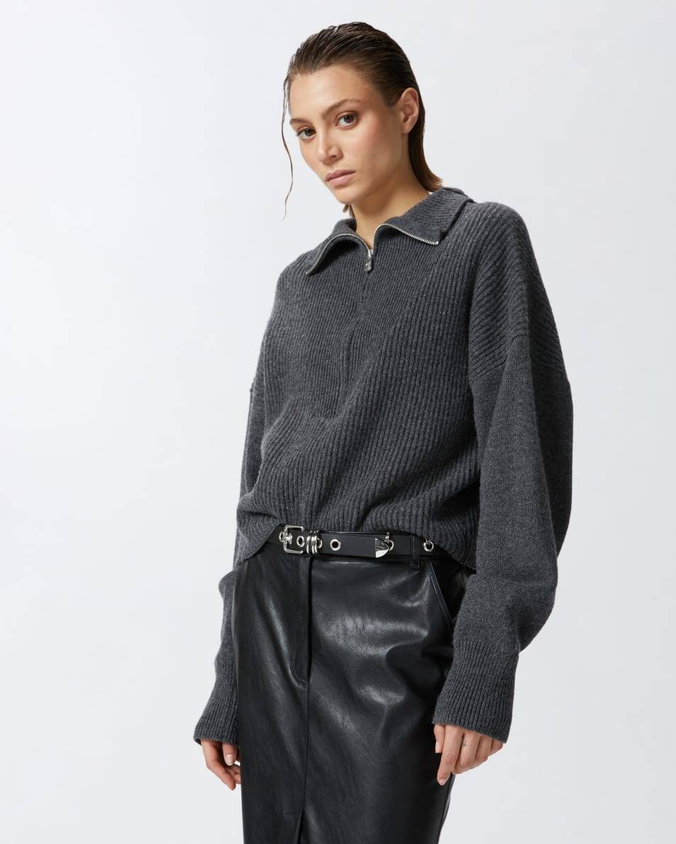 Pinko Rippstrick-Pulli Mit Reißverschlusskragen