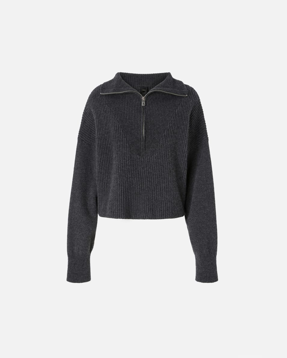 Pinko Rippstrick-Pulli mit Reißverschlusskragen