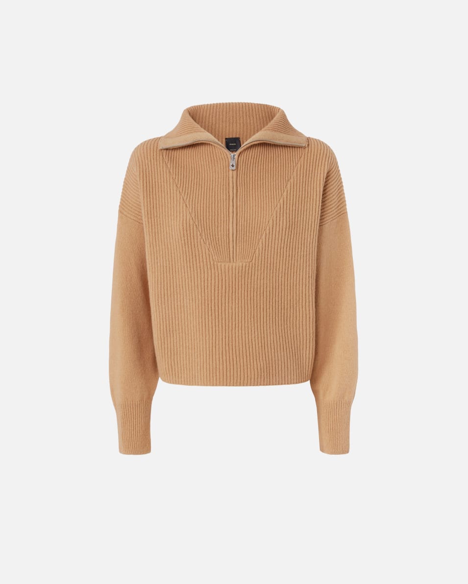 Pinko Rippstrick-Pulli mit Reißverschlusskragen