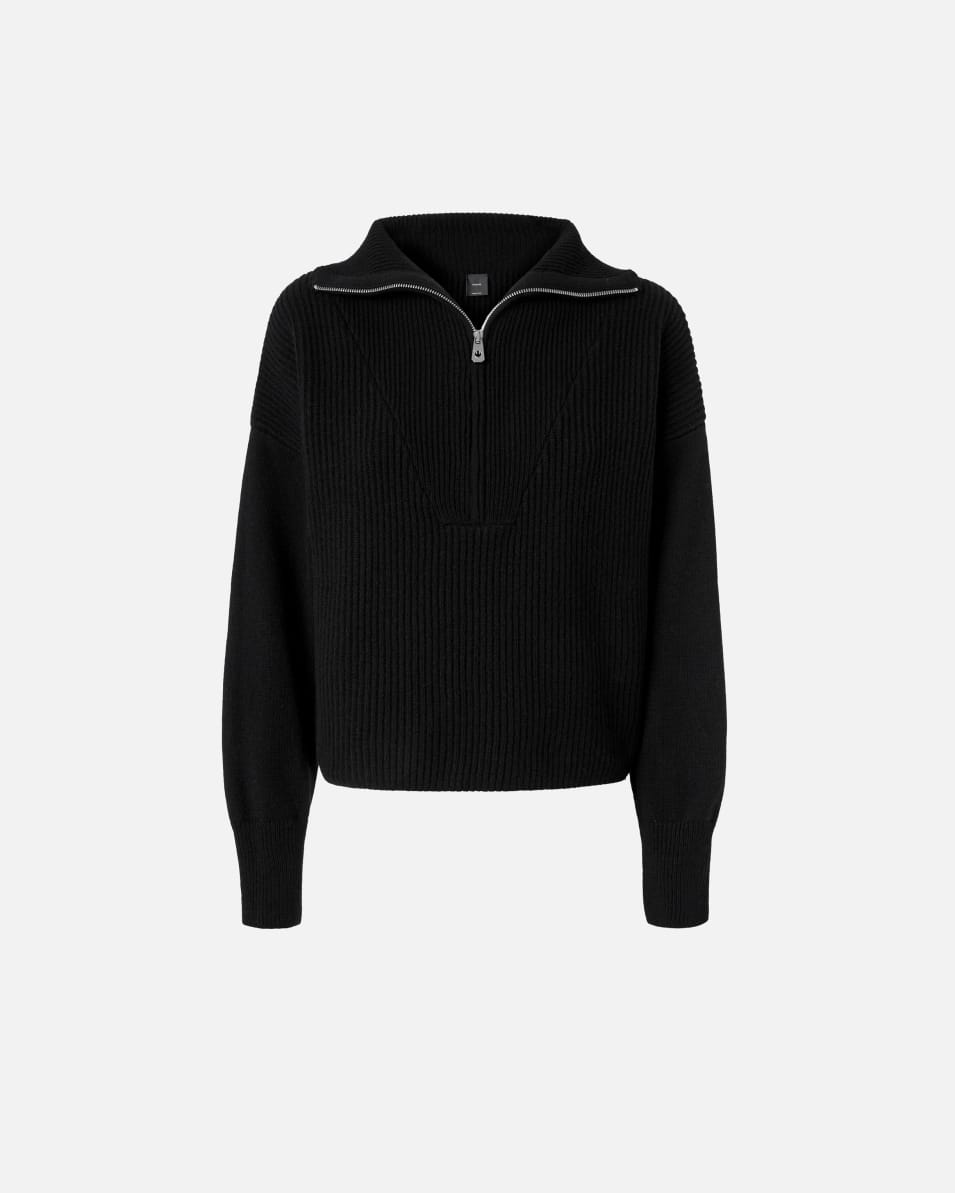 Pinko Rippstrick-Pulli mit Reißverschlusskragen