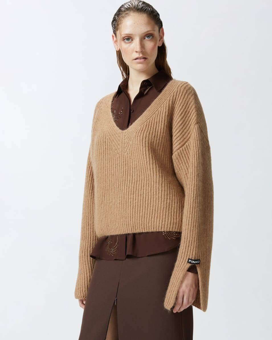 Pinko Rippstrick-Pulli Mit V-Ausschnitt