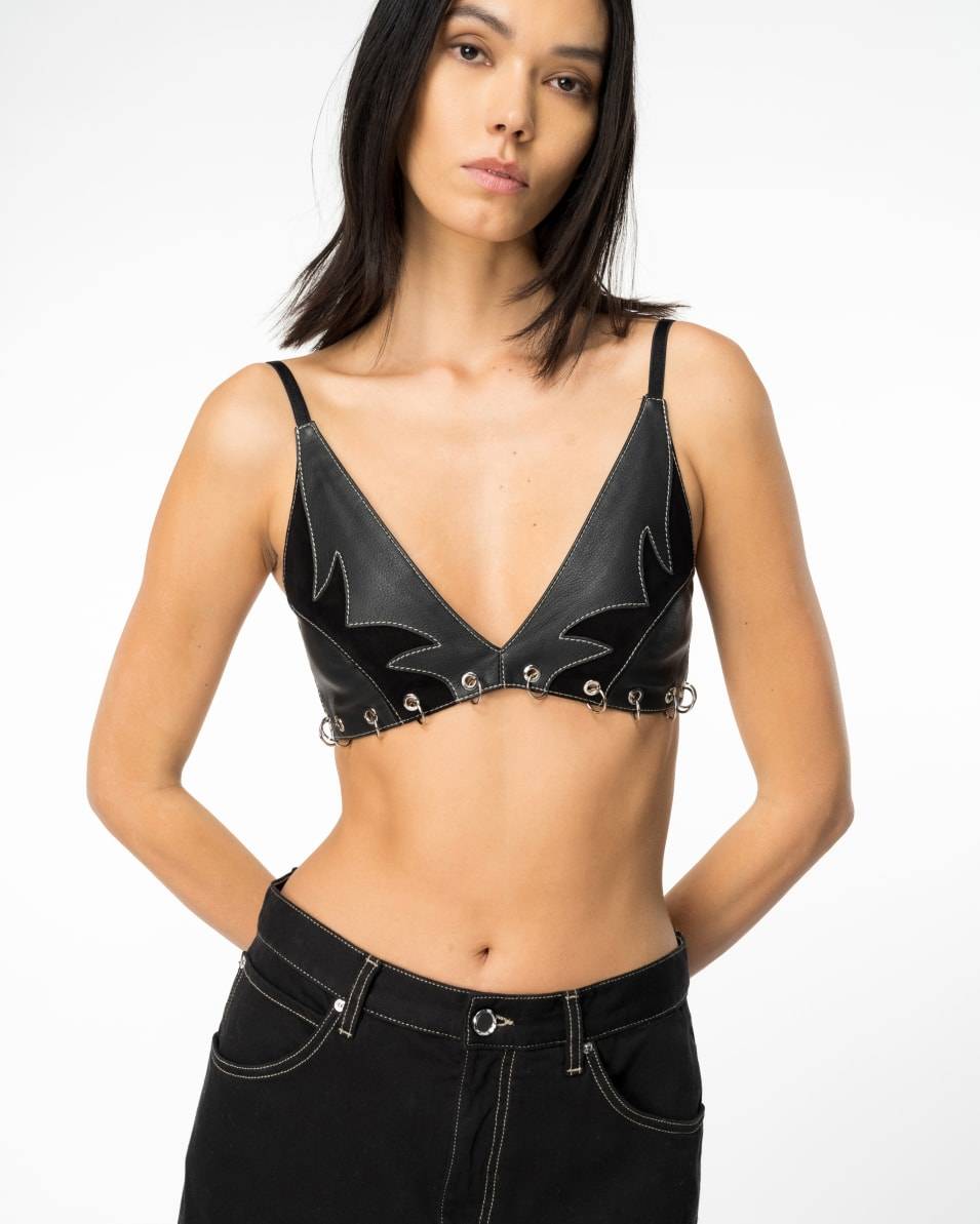 Pinko Rodeo-Top Aus Leder Und Veloursleder