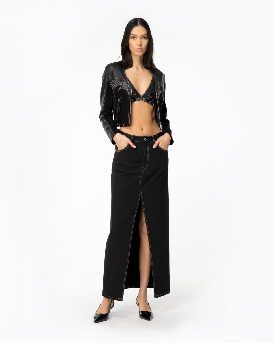 Pinko Rodeo-Top Aus Leder Und Veloursleder