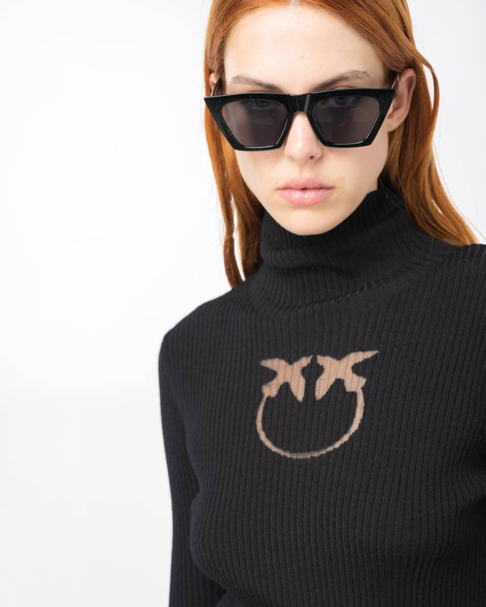 Pinko Rollkragenpullover Mit Logo Aus Wolle