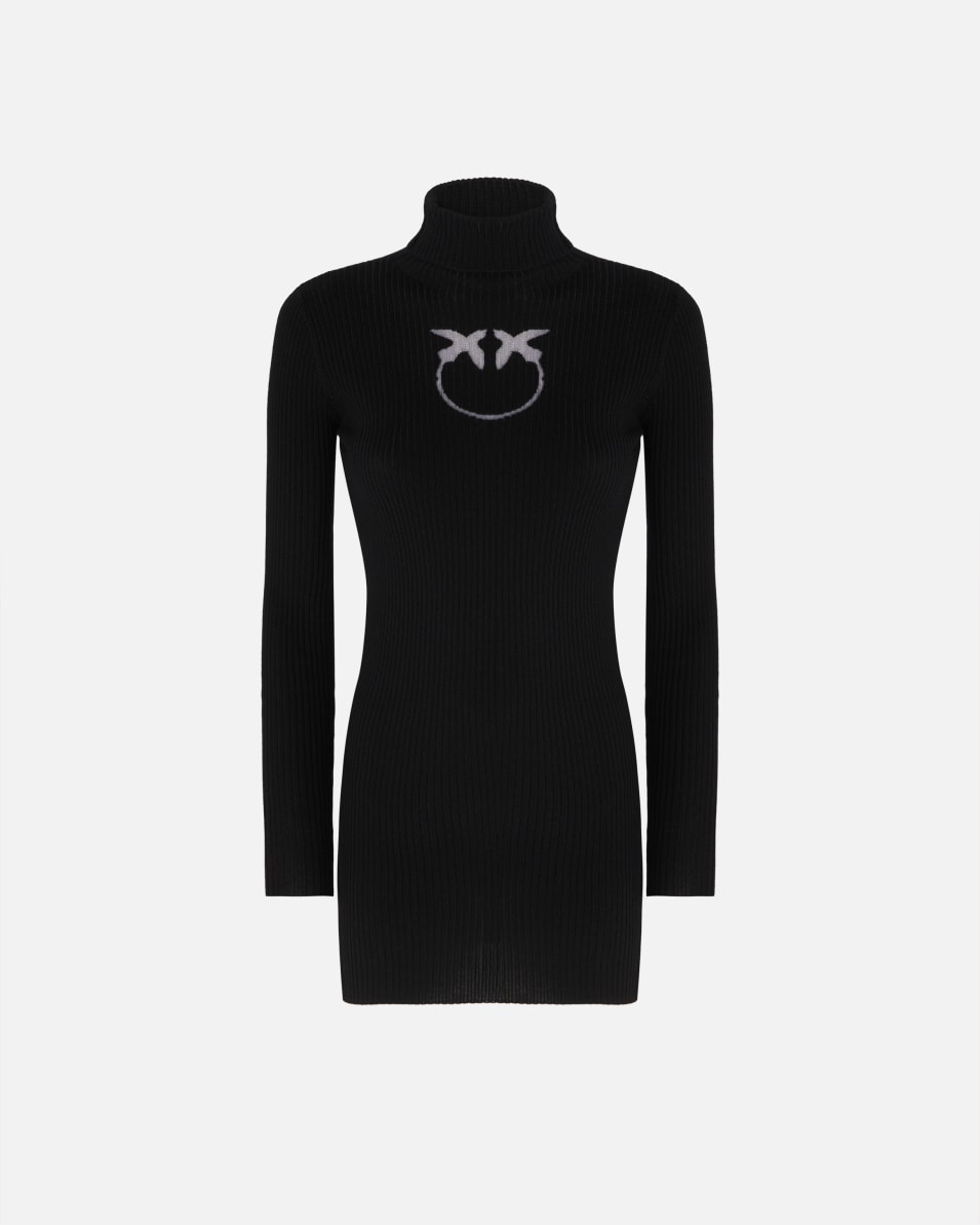 Pinko Rollkragenpullover mit Logo aus Wolle