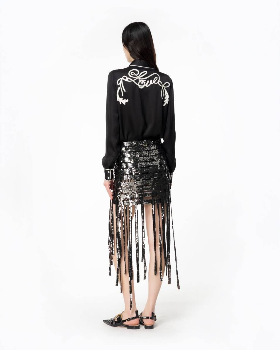 Pinko Satinbluse Rodeo-Stickerei