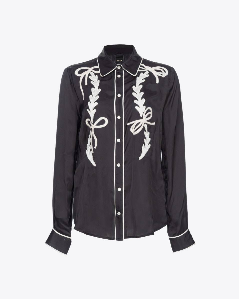 Pinko Satinbluse Rodeo-Stickerei