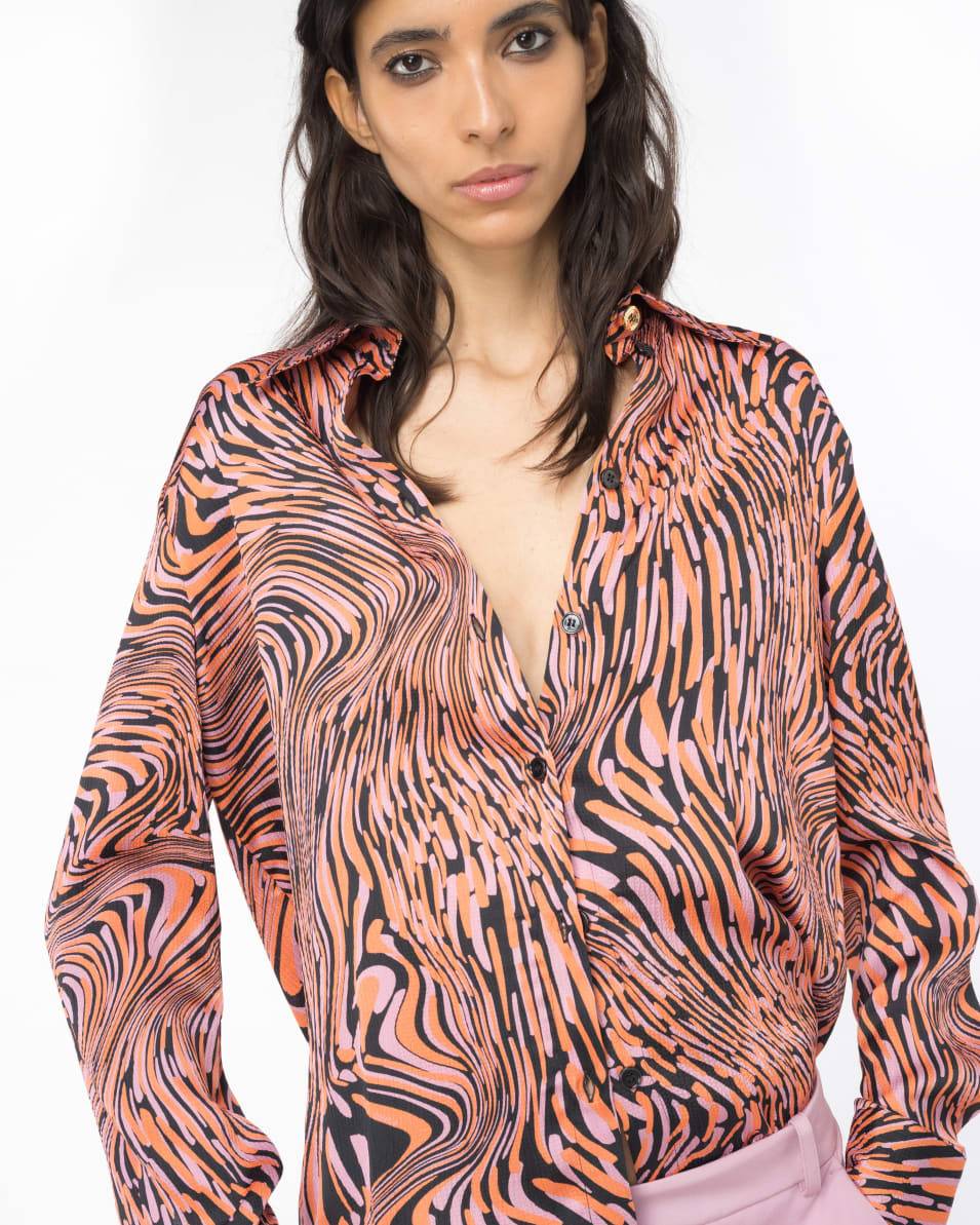 Pinko Satinbluse Verzerrter Print