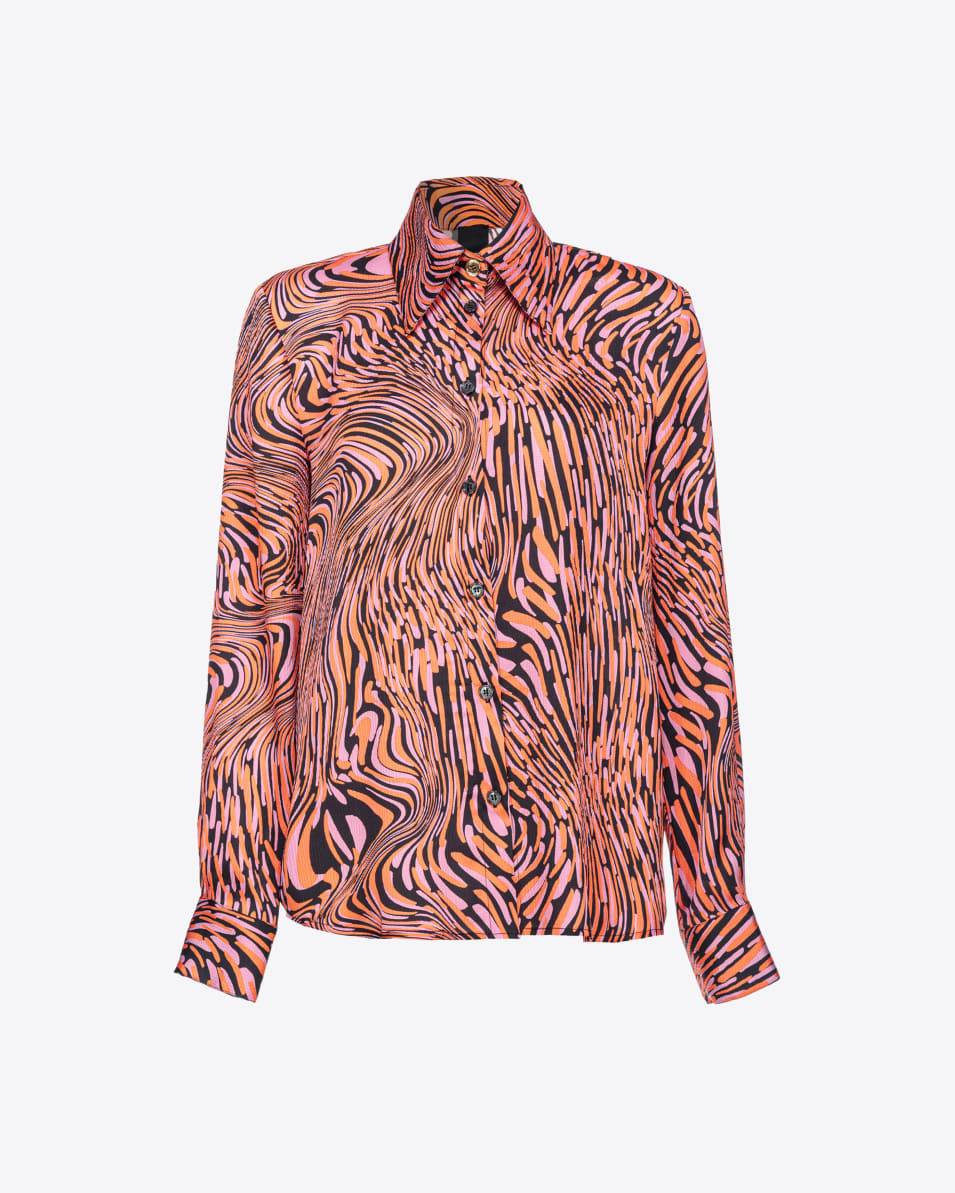 Pinko Satinbluse verzerrter Print