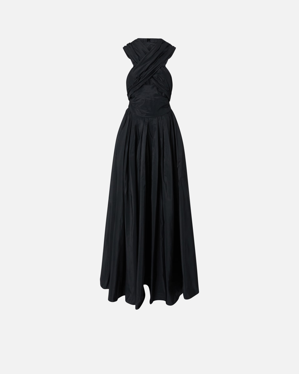 Pinko Schulterfreies elegantes langes Taftkleid