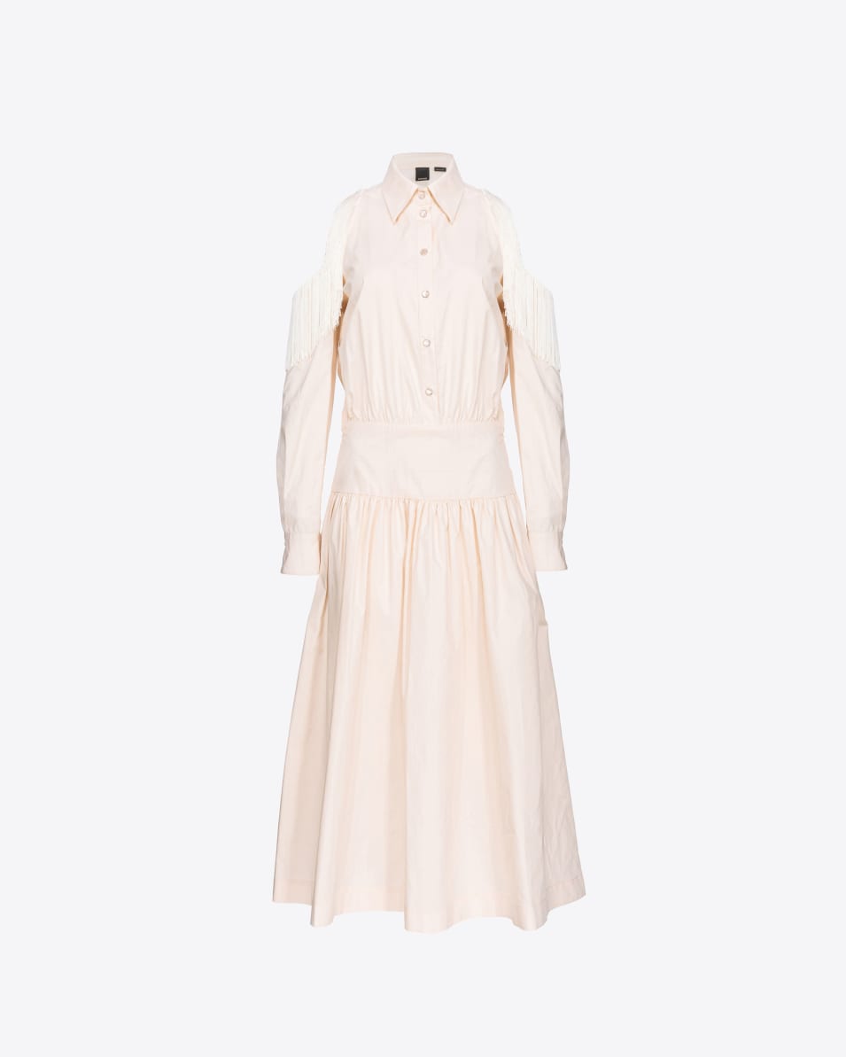 Pinko Schulterfreies Hemdblusenkleid mit Fransen