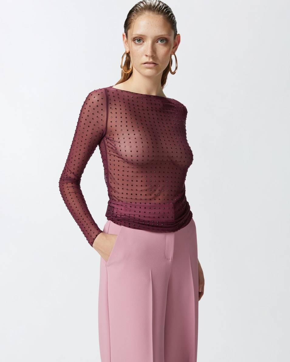 Pinko Shirt Aus Leichtem Tüll Mit Strasssteinen