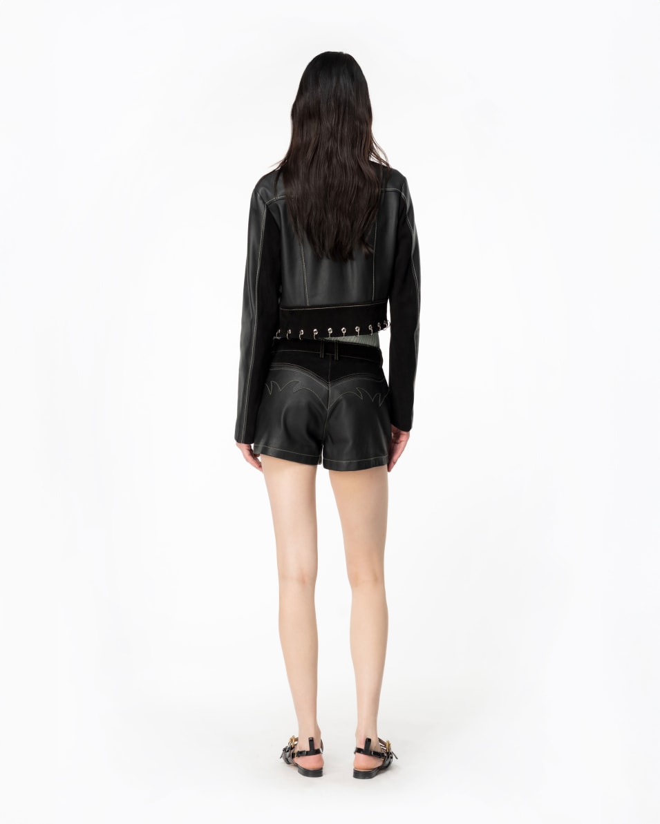 Pinko Shorts Aus Leder Und Wildleder Mit Piercings