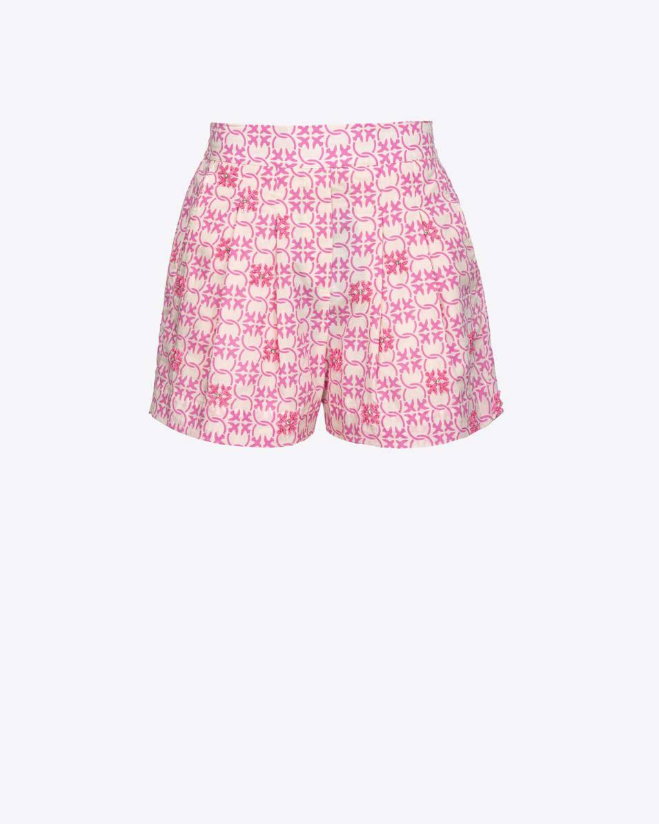 Pinko Shorts aus Musselin Monogram bestickt