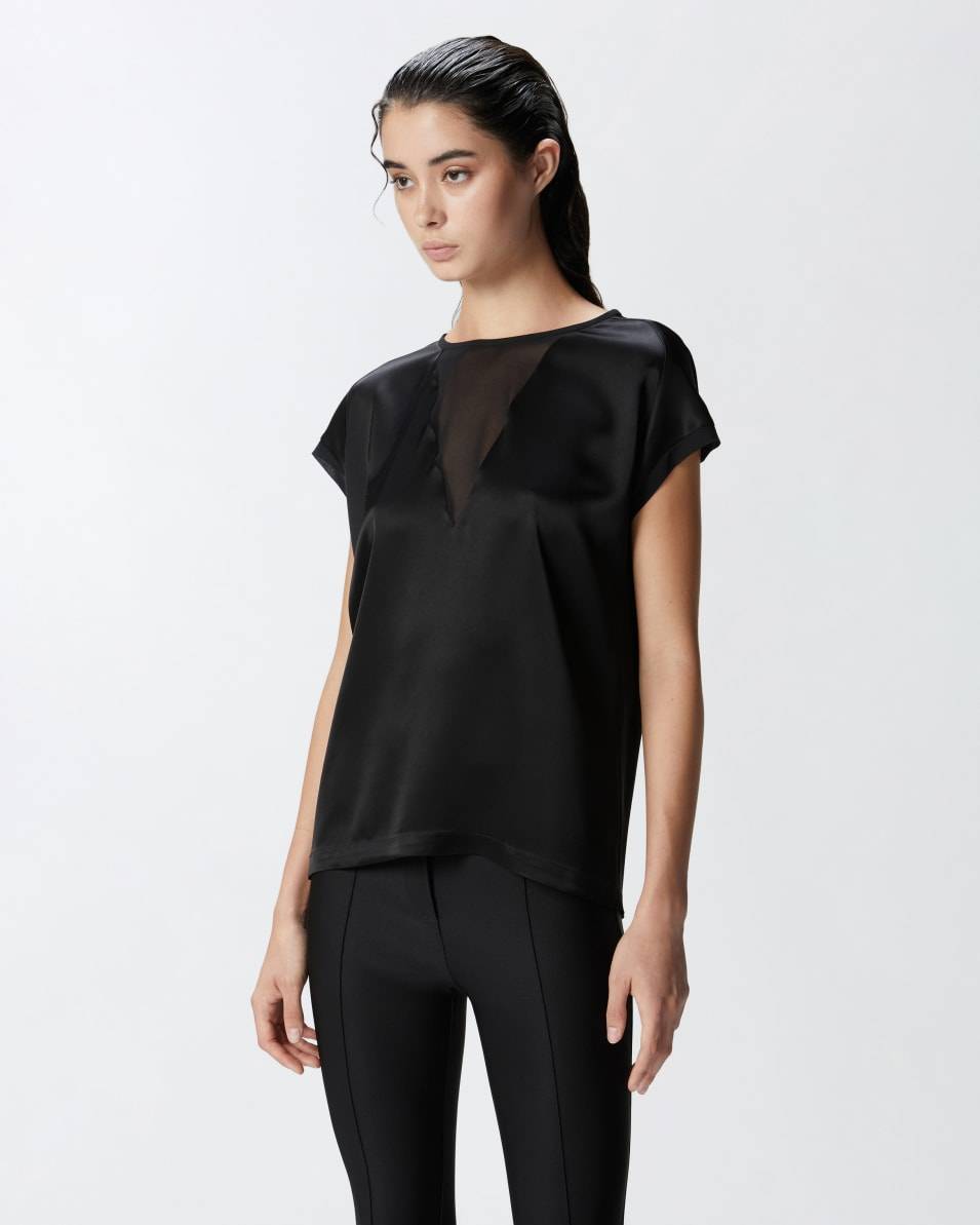 Pinko T-Shirt-Bluse Aus Satin Und Georgette