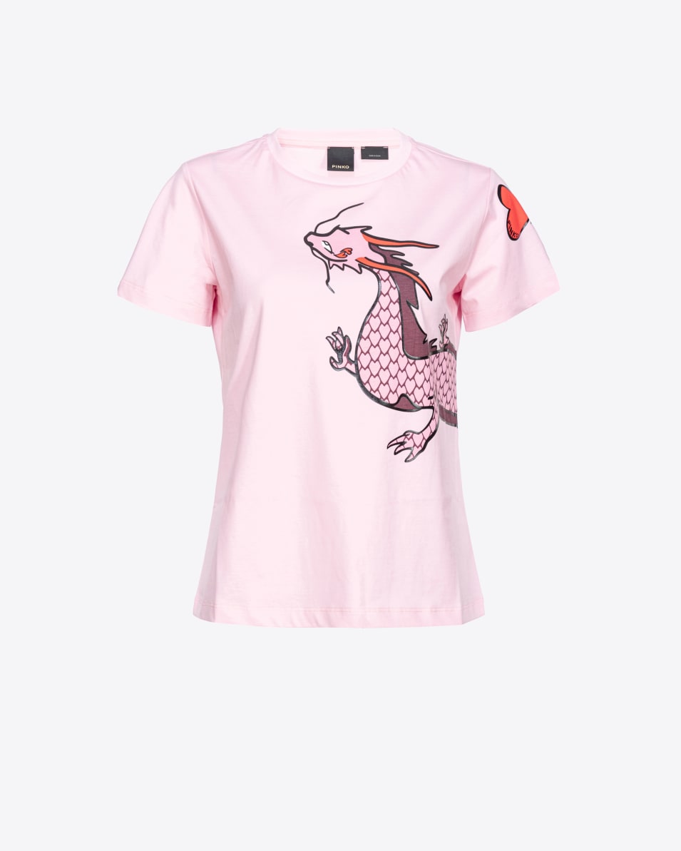 Pinko T-Shirt Drachenprint mit Stickerei