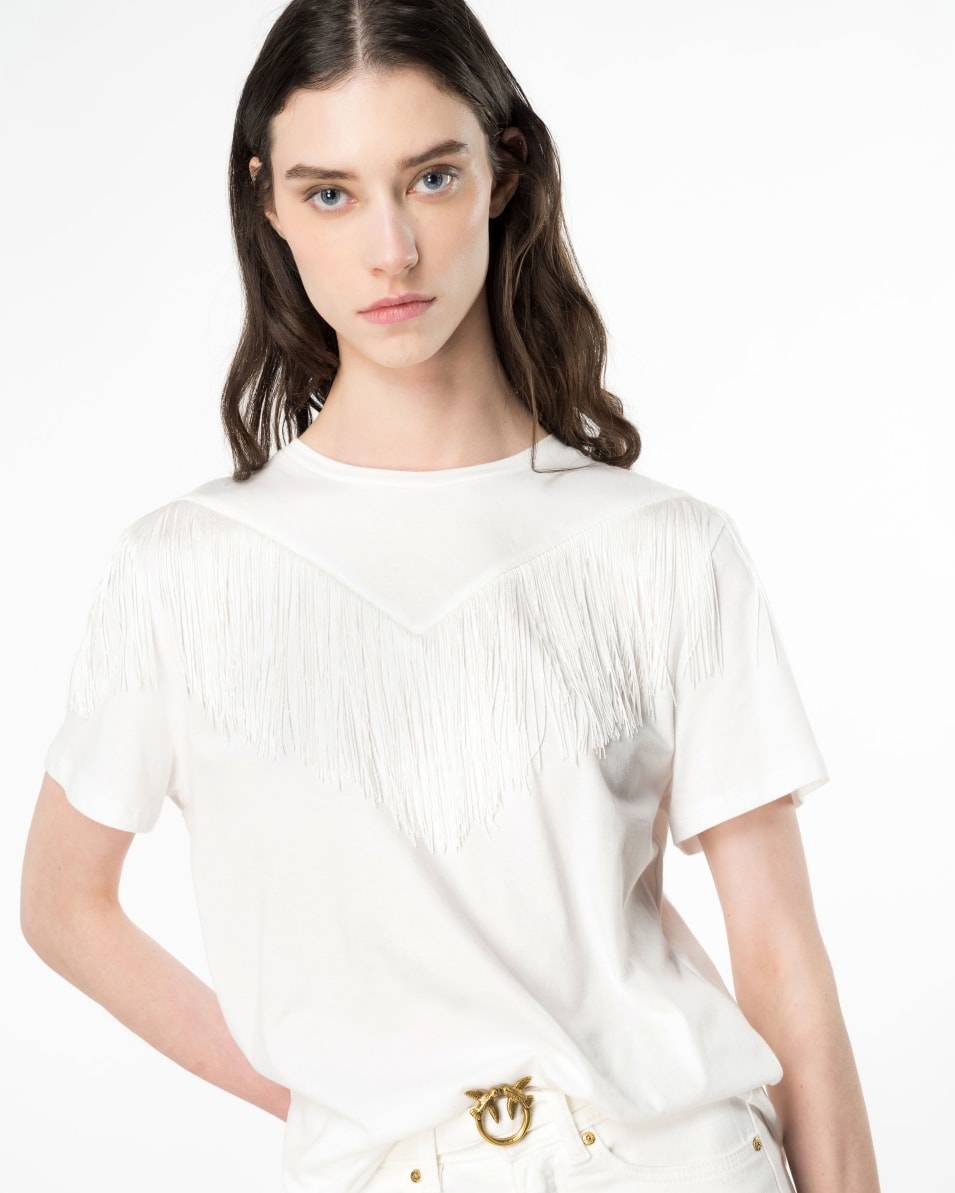 Pinko T-Shirt Mit Feinen Fransen