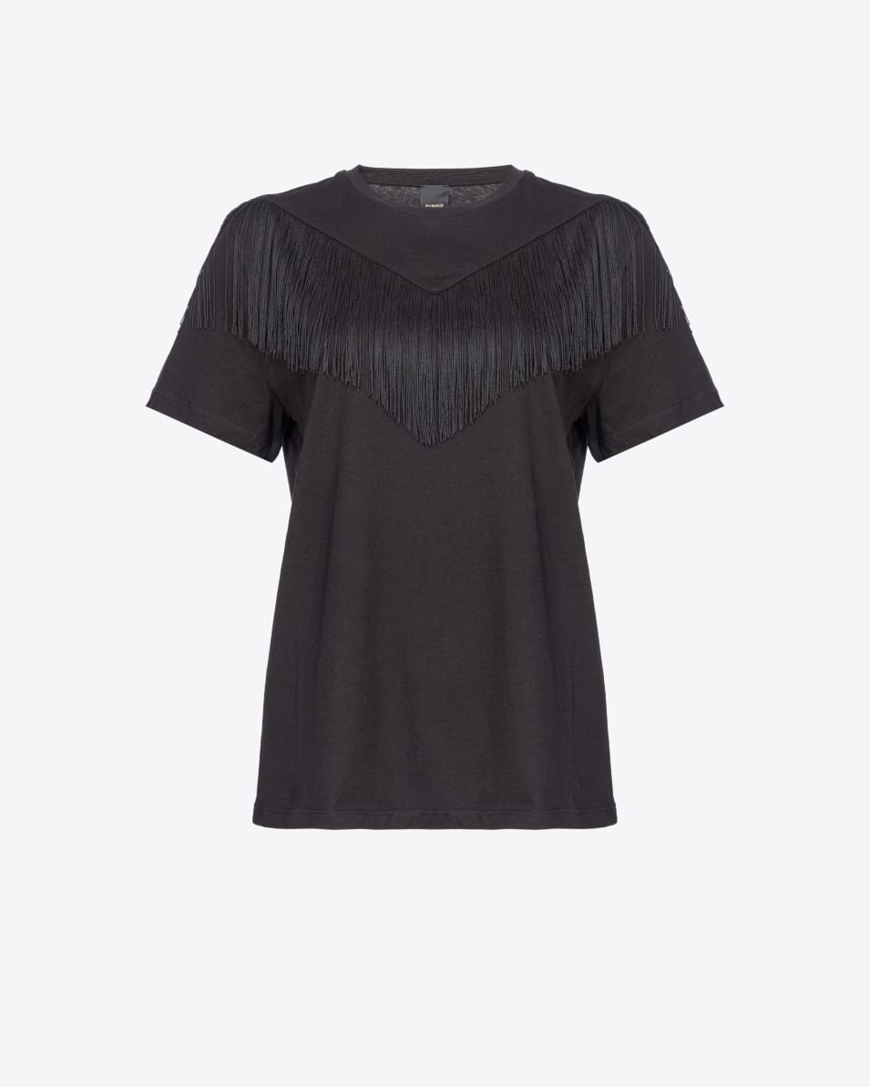Pinko T-Shirt mit feinen Fransen