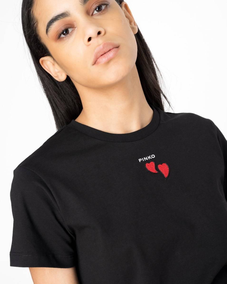 Pinko T-Shirt Mit Herzstickerei