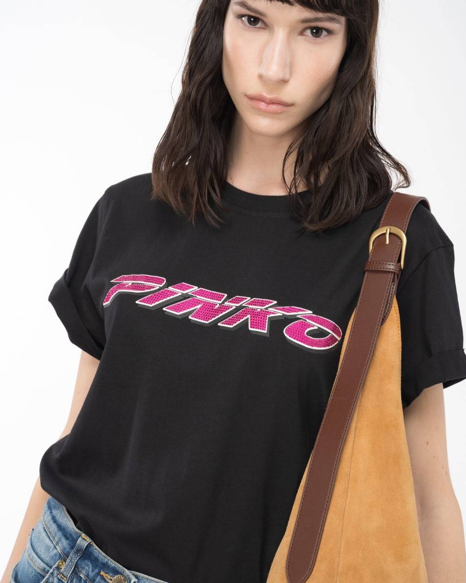 Pinko T-Shirt Mit Strassbesetztem PINKO-Print