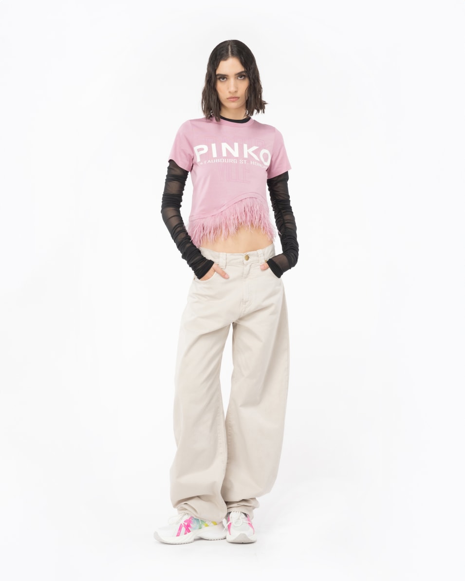 Pinko T-Shirt PINKO Cities Mit Federn