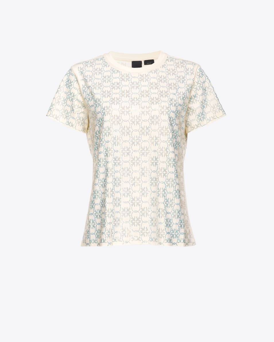 Pinko T-Shirt Strass Love Birds Monogram