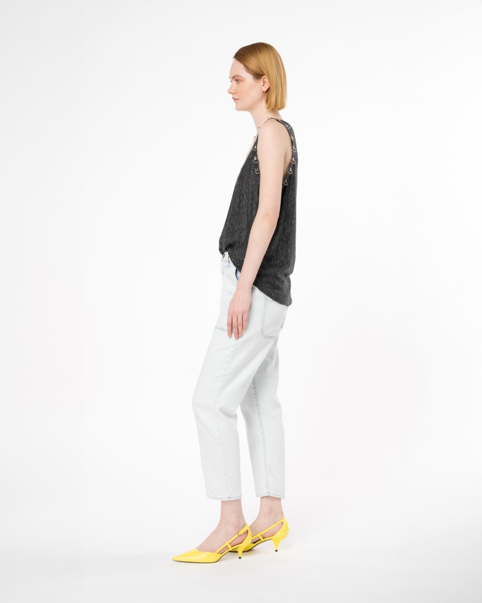 Pinko Tanktop Aus Leinen Mit Piercing-Konturen