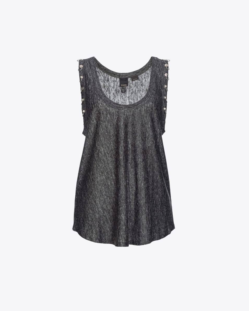 Pinko Tanktop aus Leinen mit Piercing-Konturen