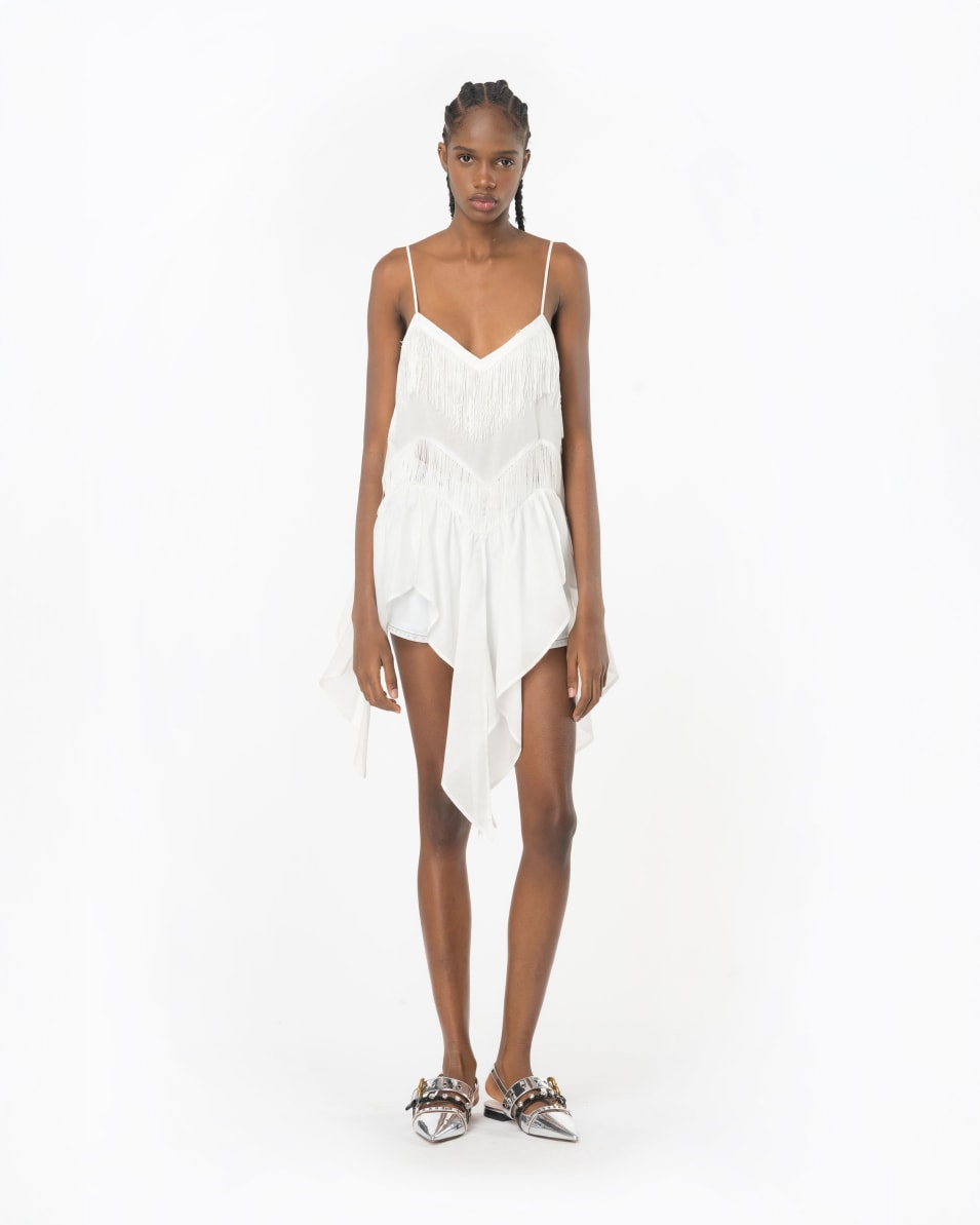 Pinko Top Aus Musselin Mit Fransen