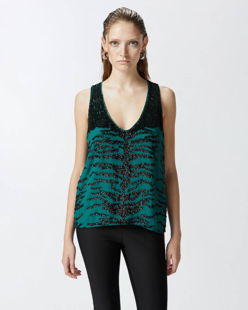 Pinko Top Mit Pailletten-Zebramuster