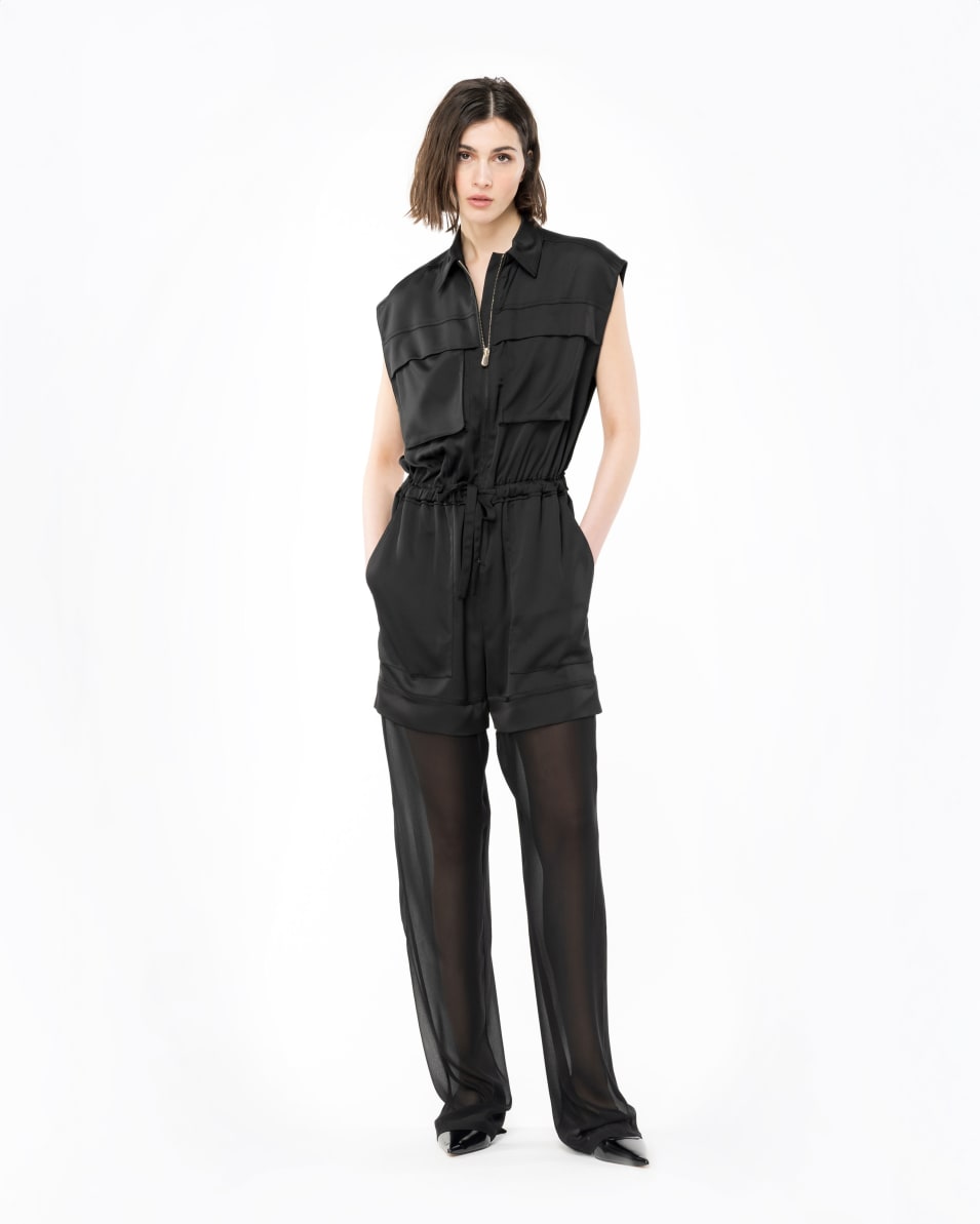 Pinko Utility-Jumpsuit Aus Satin Mit Georgette