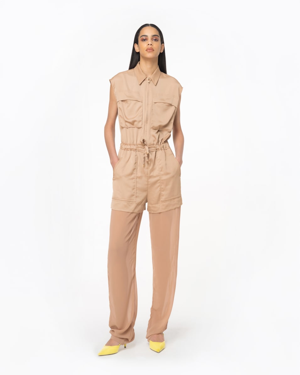 Pinko Utility-Jumpsuit Aus Satin Mit Georgette