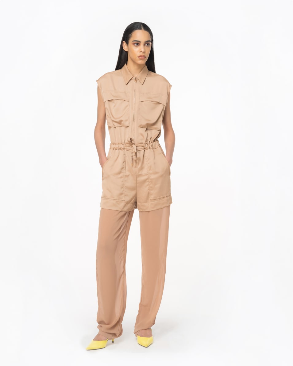 Pinko Utility-Jumpsuit Aus Satin Mit Georgette