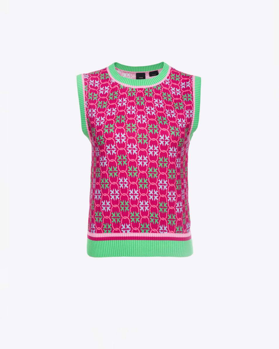 Pinko Westen-Stricktop Monogram mehrfarbig