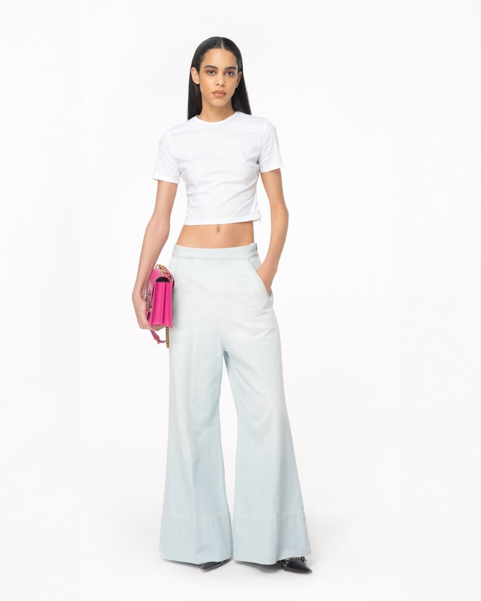Pinko Wide-Leg-Hose Denim Baby Blue