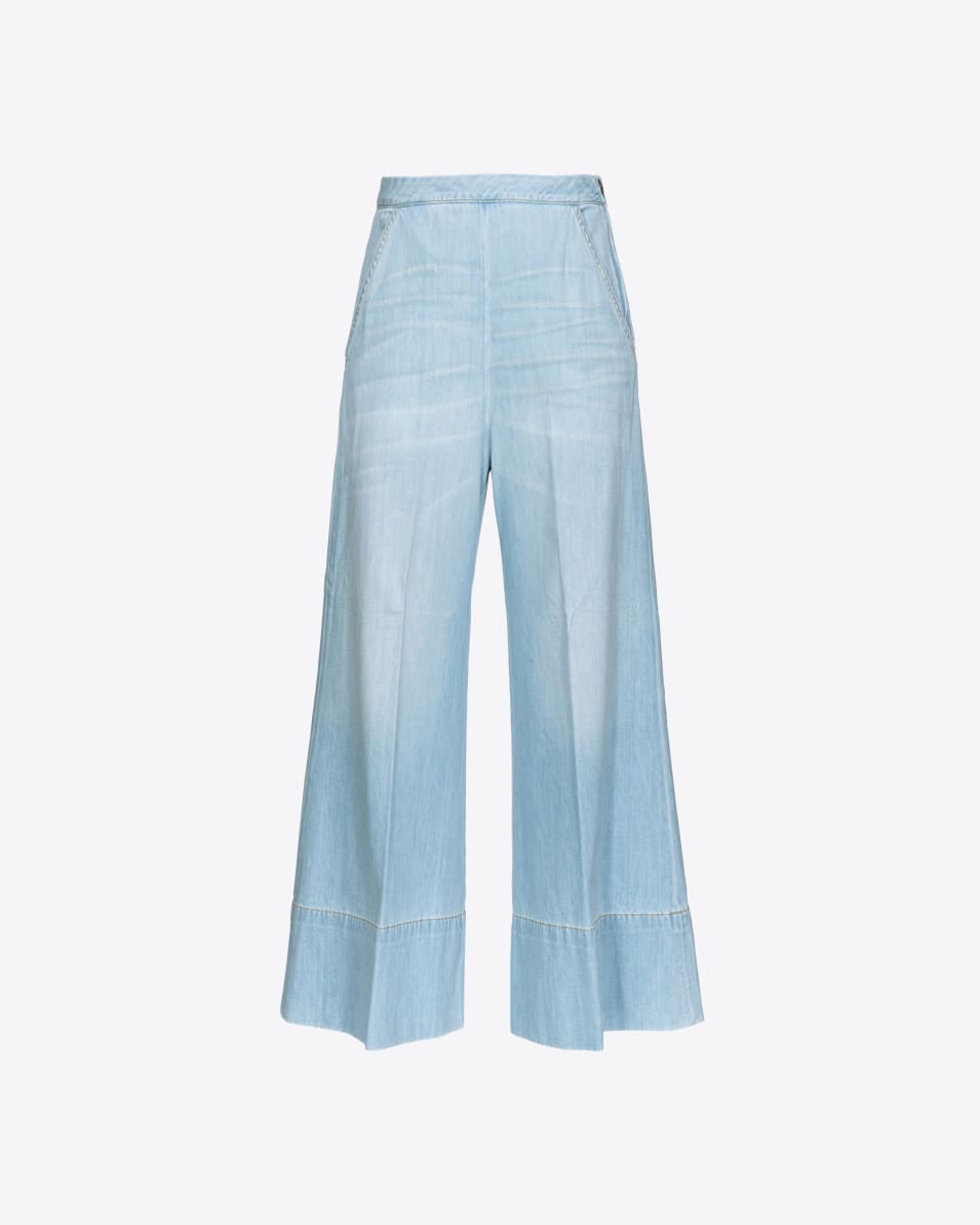 Pinko Wide-Leg-Hose Denim Baby Blue