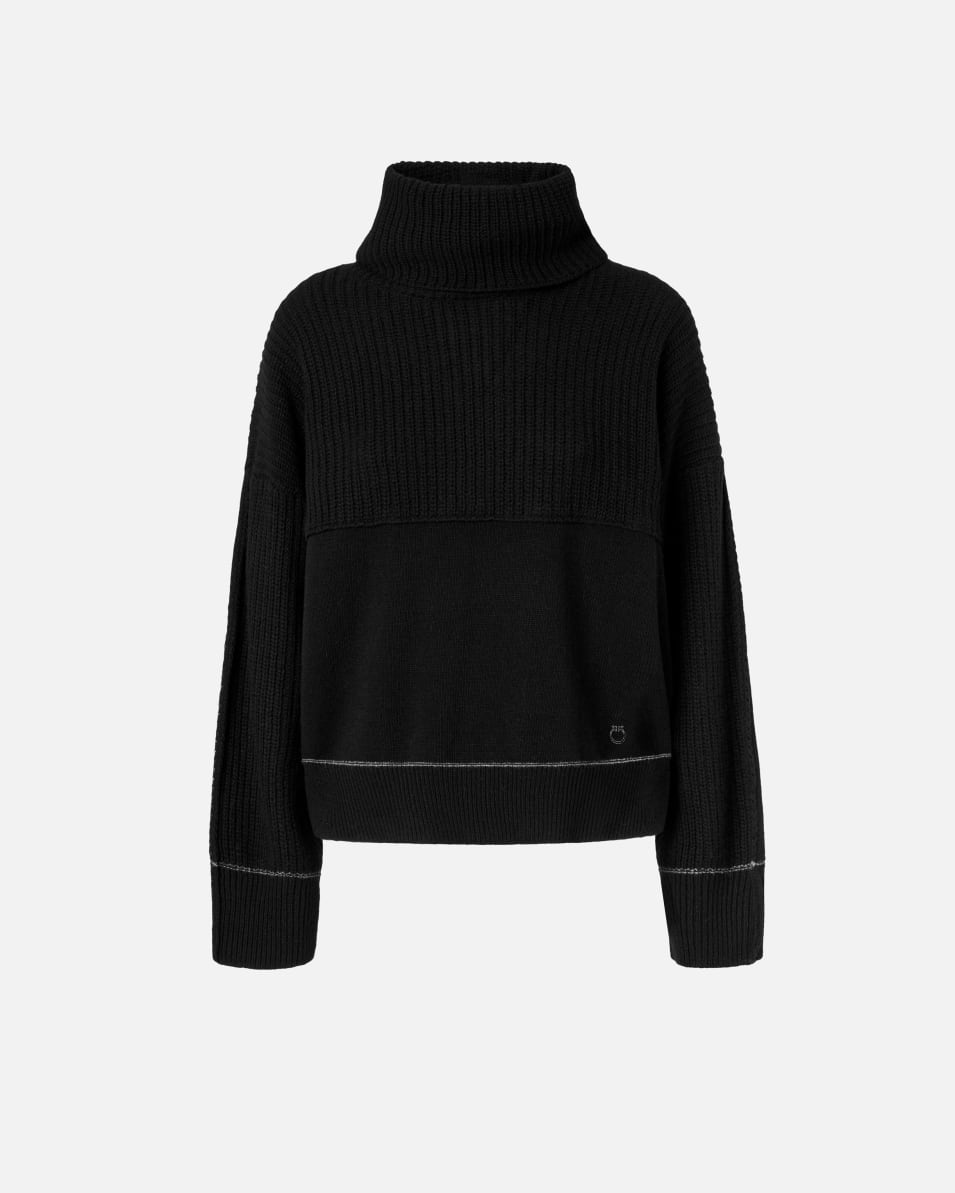 Pinko Pulli aus feinem Kaschmir-Wollmix mit hohem Kragen