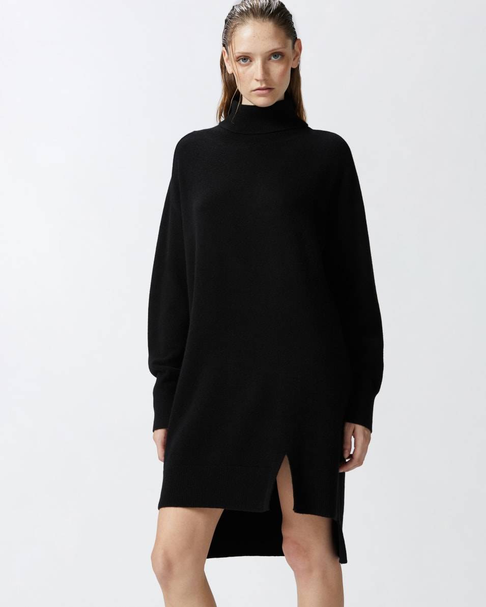 Pinko Rollkragen-Strickkleid Aus Kaschmirmischung Mit Frontschlitz