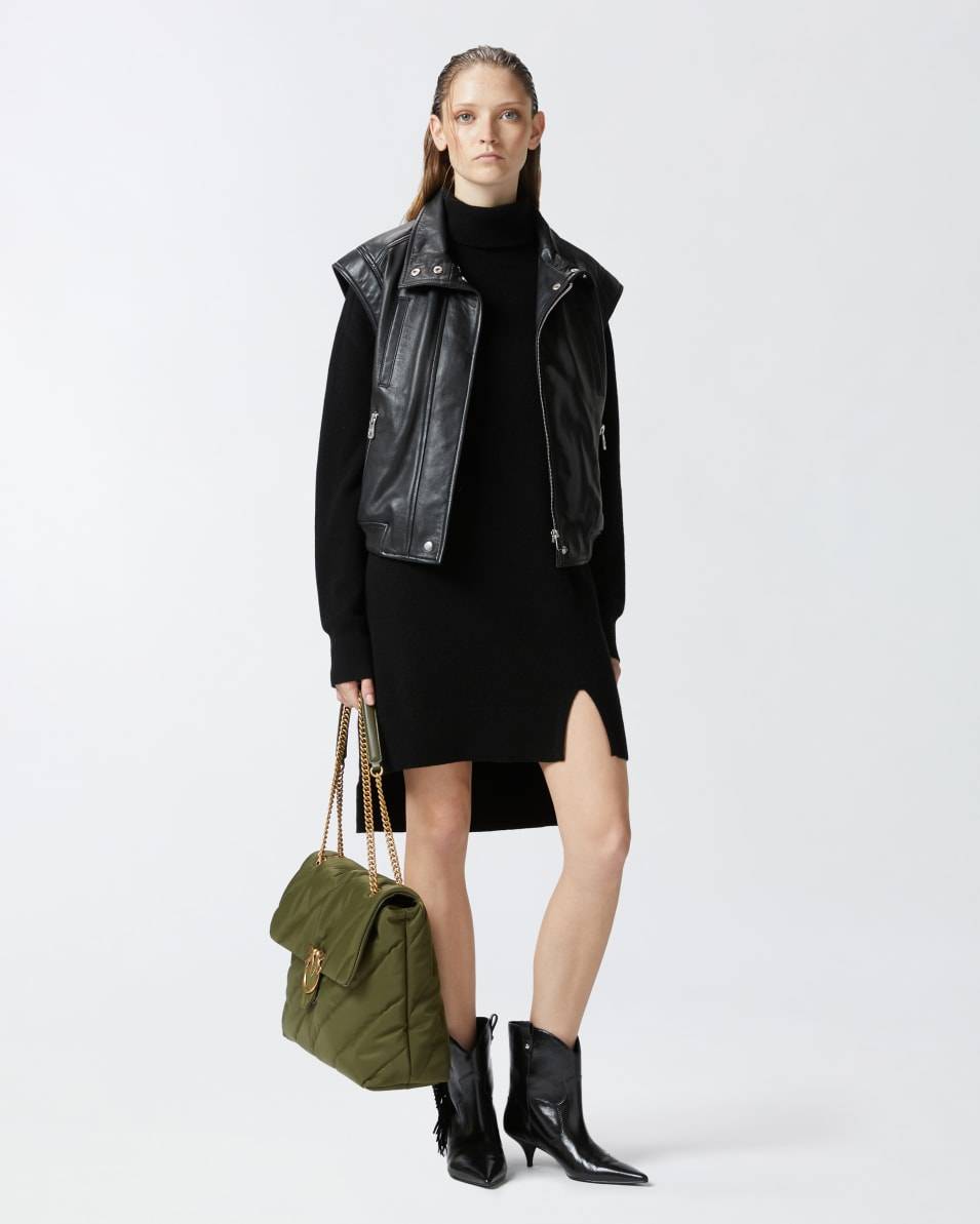 Pinko Rollkragen-Strickkleid Aus Kaschmirmischung Mit Frontschlitz