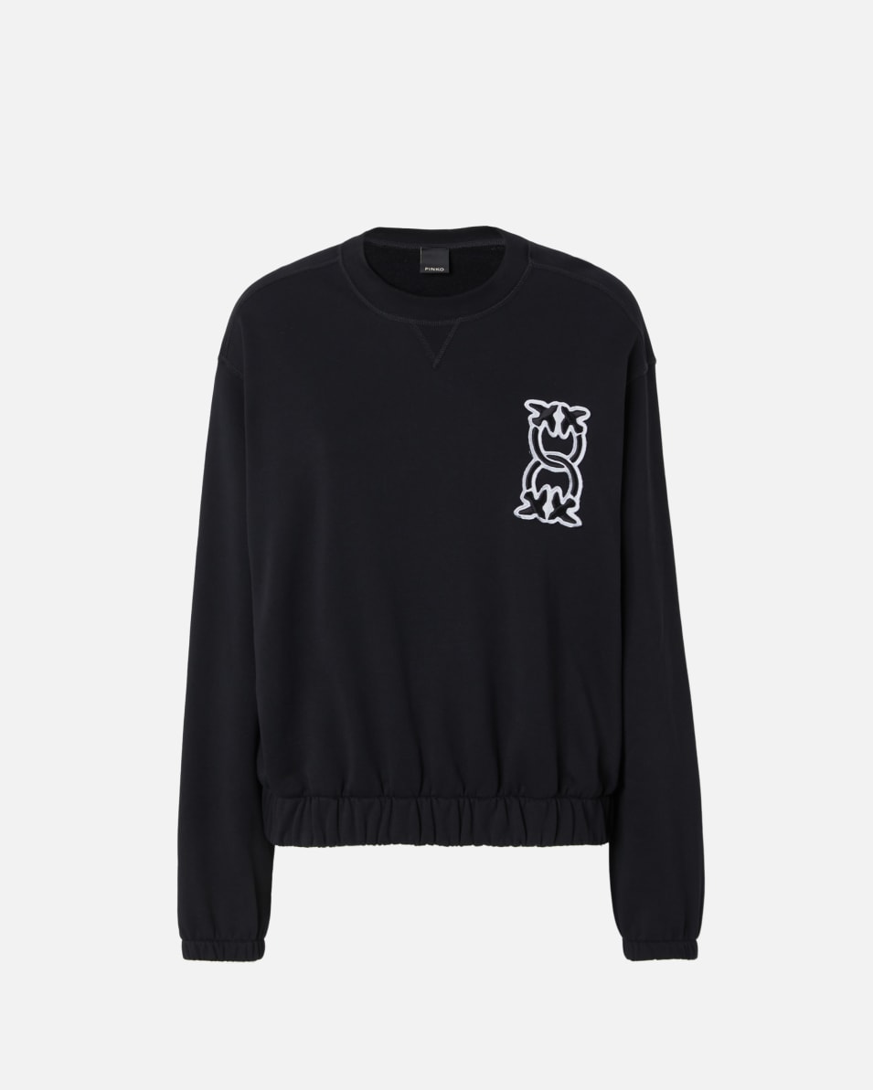 Pinko Rundhals-Sweatshirt mit Love Birds Monogram-Patch