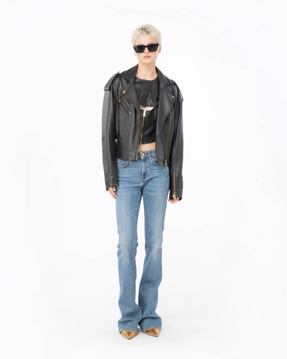 Pinko Schlagjeans Aus Blauem Stretch-Denim Mit Love Birds-Stickerei