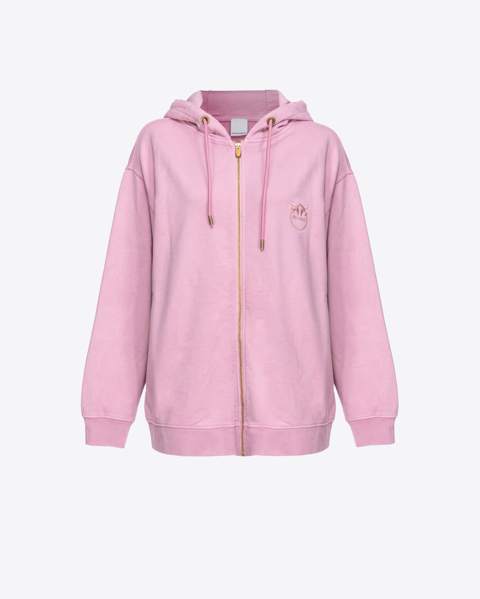 Pinko Sweatjacke mit Reißverschluss und Love-Birds-Stickerei