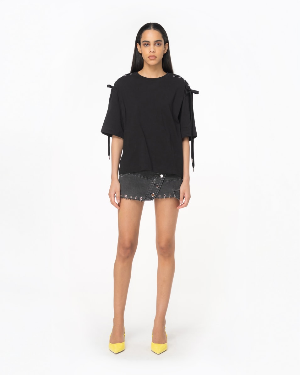 Pinko T-Shirt Mit über Den Schultern Gekreuzten Bändern