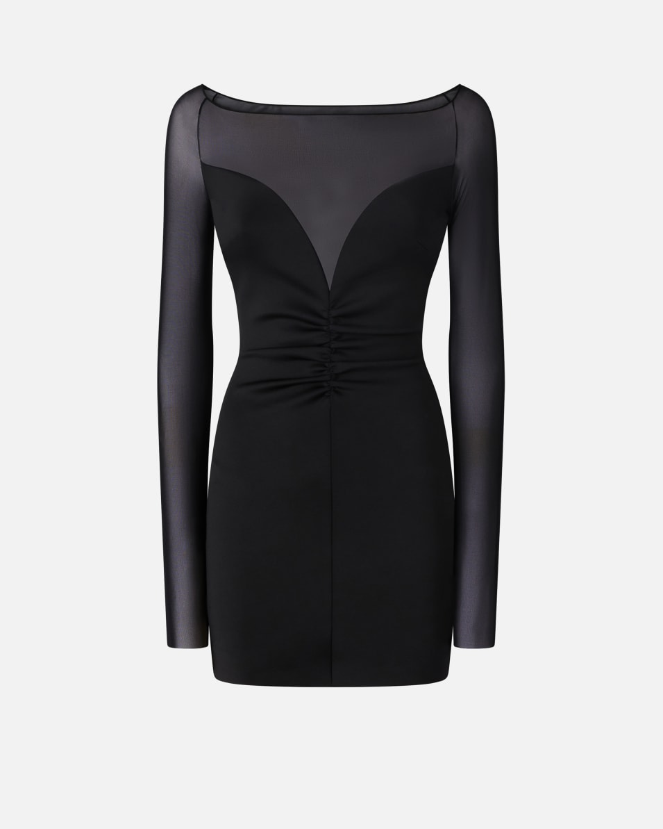 Pinko Tief ausgeschnittenes Minikleid aus Tüll und technischem Gewebe